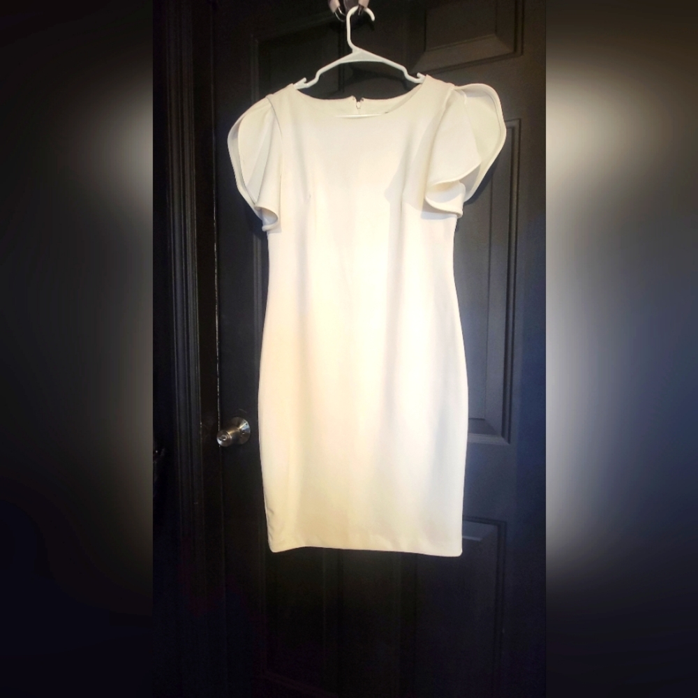 minimalistic wedding dress, white size 10, Calvin Klein